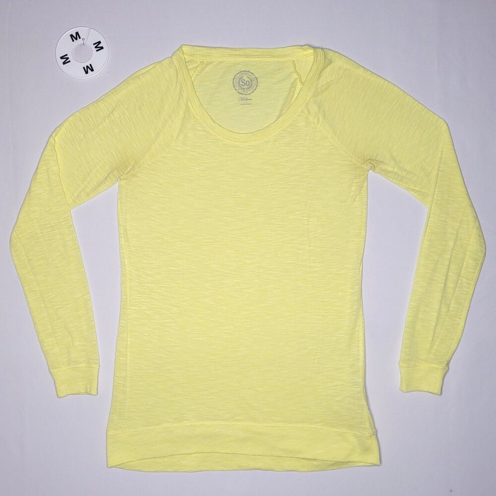SO Yellow Long Sleeve Top Medium Lightweight Casual Basic